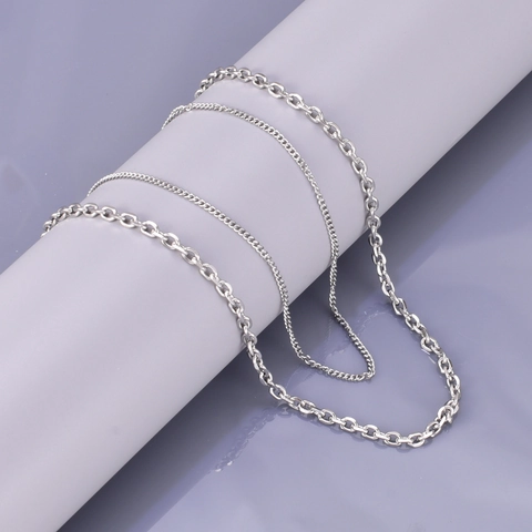 Minimalist Titanium Steel Double Layered Chain Necklace For Women Silver Color Geometric Heart Pendant Jewelry Decoration Gift