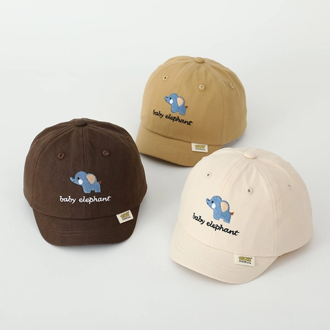 Casquette De Baseball Pour Enfants Coton Broderie Éléphant Bord Court Chapeau De Soleil Ajustable Pour Tout Petits Garçons Filles