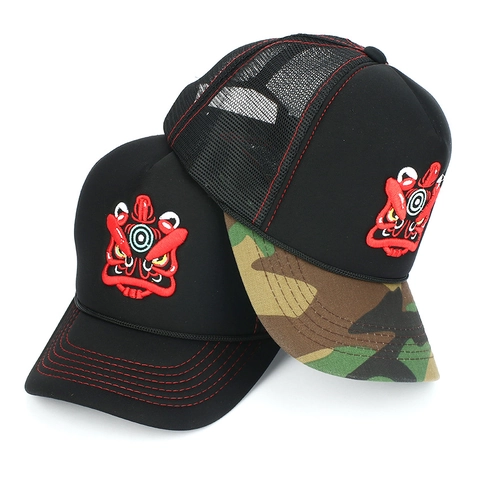 Gorra Trucker Malla Transpirable Snapback Ajustable Bordado León Visera Camo Streetwear Moda Gorra De Béisbol Para Hombre Mujer