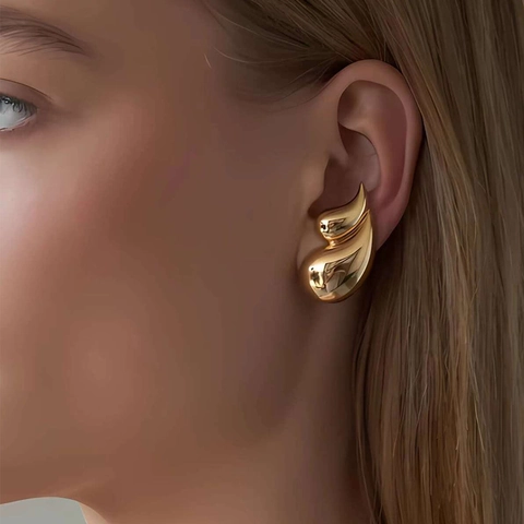 Minimalist High Polished Double Layer Teardrop Earrings Geometric Dangle Earrings With Silver Earring Post For Women