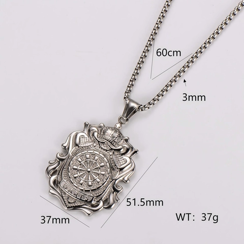 Collar Con Colgante De Escudo Acero Inoxidable 304 Hip Hop Punk Corona Diseño De Diana Joyas Góticas Para Hombres