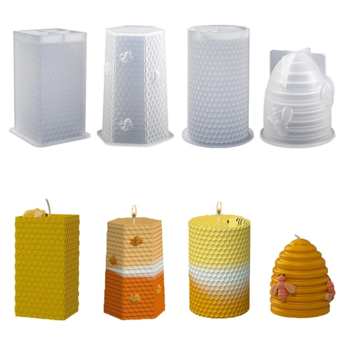 Honeycomb Bee Pattern Silicone Mold For DIY Candle And Soap Making Aromatherapy Decorative Craft Tool Flexible