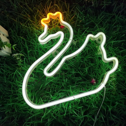Insegna Al Neon Cigno LED Forma Animale Corona Bicolore USB Batteria Decorazione Parete Per Camera Da Letto Luce Notturna