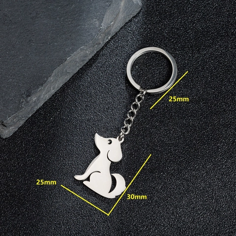 Llavero de Silueta de Cachorro de Acero Inoxidable Colgante de Perro Plateado Accesorio Decorativo Regalo para Amantes de Mascotas