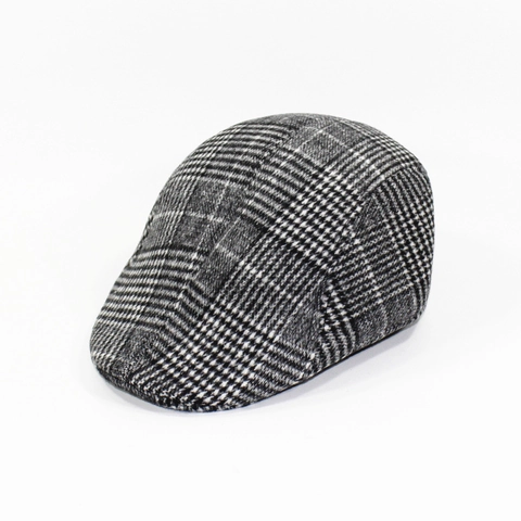 Gorra Newsboy de Cuadros Vintage para Hombre Mujer Invierno Cálida Lana Gorra Plana Ivy Cabbie Boina Estilo Británico Sombrero Clásico al Aire Libre