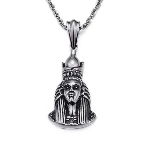 Pendente Testa Di Faraone Egiziano Tutankhamon Re Acciaio Inossidabile Vintage Retro Hip Hop Punk Gioielli Da Uomo