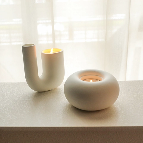 Minimalist Ceramic Candle Holder Modern INS Style Porcelain Candlestick Ornament Home Table Decor Wedding Party Atmosphere