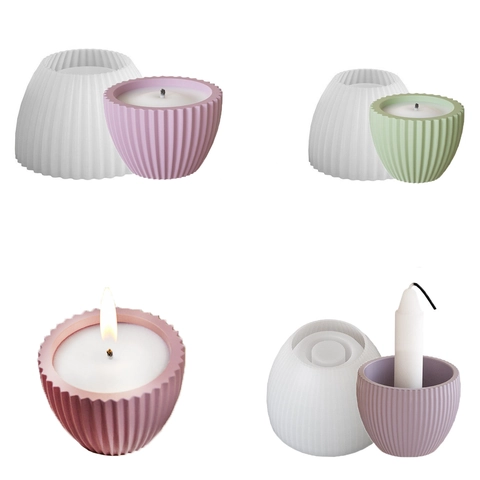 Geribbelde Siliconen Vorm DIY Kaarsbeker Bloempot Voorraadpot Gips Hars Handwerk Woondecoratie Modern Minimalistisch