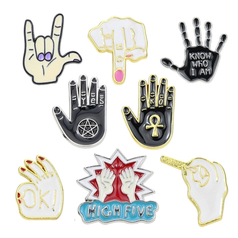 Geste Hand Emaille Brosche Zinklegierung Punk Rock Stil Pin Badge Für Kleidung Rucksack Mysteriöses Okkultes Zeichen Zubehör