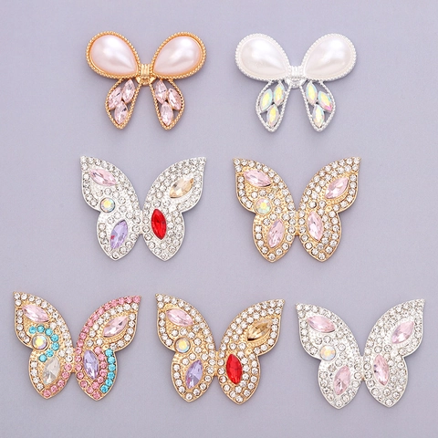 Butterfly Bowknot Alloy Charms With Rhinestone Faux Artificial Pearl DIY Decoration For Phone Case Shoes Crafts Jewelry Making