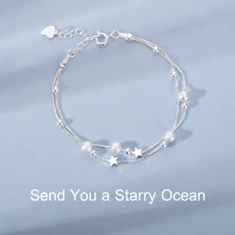 Pulsera De Doble Capa Con Estrella De Cobre Cuentas Estilo Coreano Minimalista Joyería Elegante Para Mujer