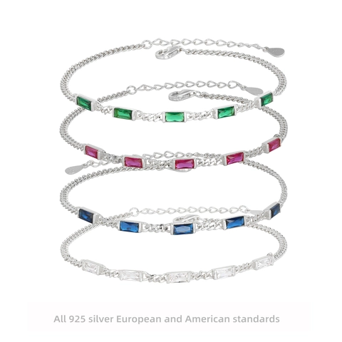 Pulsera Vintage de Plata de Ley 925 con Circonia Rectangular para Mujer Chapado en Oro Joyería Elegante Boda Banquete Regalo