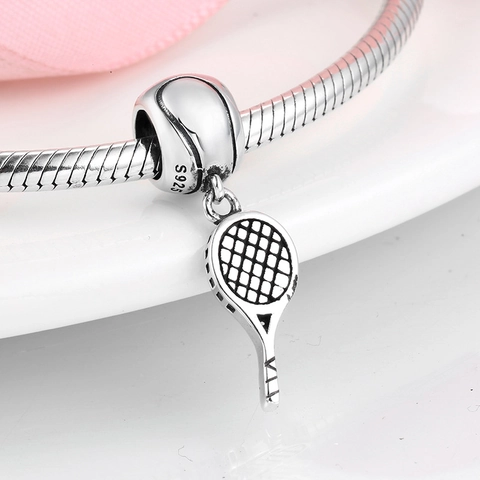 925 Sterling Silber Sport Anhänger Für DIY Armbänder Tennis Schläger Baseballschläger Schlittschuh Trikot Strass Schmuck Damen