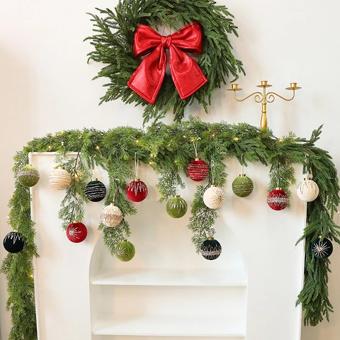 Palline Di Natale In Tessuto Velluto Con Glitter Strass Decorazioni Da Appendere Albero Di Natale Decorazione Festiva