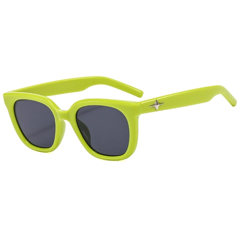 Occhiali Da Sole Quadrati Montatura Resina Lente AC Decoro Stella Metallo Protezione UV400 Moda Colore Gelatina Donne
