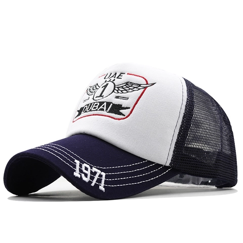 Dubai UAE 1971 Gorra Trucker Malla Transpirable Algodón Gorra De Béisbol Ajustable Protección Solar Exterior Moda Unisex