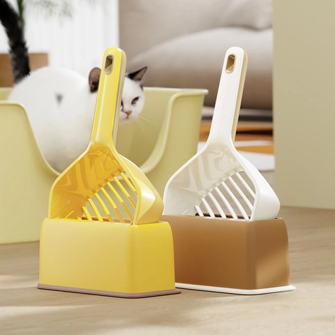 Pelle À Litière Pour Chat Avec Base De Support Plastique PP Conception À Grille Creuse Tamis Profond Pour Le Nettoyage