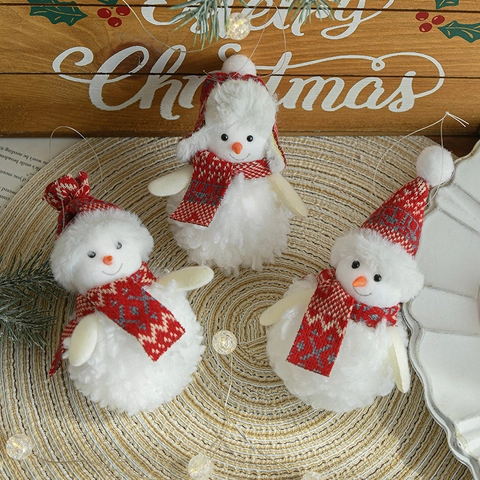 Addobbi Per Albero Di Natale Pupazzo Di Neve In Peluche Ciondoli Sciarpa In Maglia Decorazioni Festive Invernali