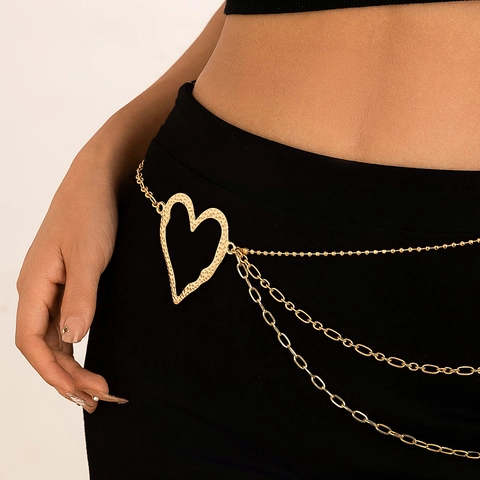 Catena in Vita con Pendente a Cuore Multistrato Vintage per Donna Body Chain in Metallo Stile Ins Sexy Cintura da Danza