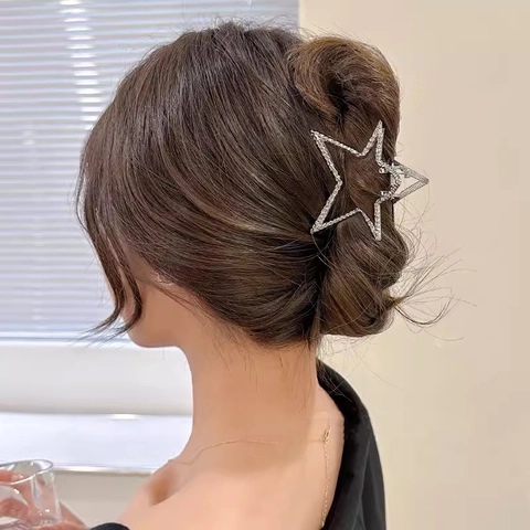 Mollette Per Capelli A Stella In Metallo Y2K Pentagramma Vuoto Trama Martellata Accessori Per Capelli Da Donna