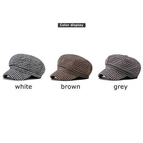 Cappello Newsboy Pied De Poule Per Donna Fili Di Raso Lucidi Cappello Ottagonale Retrò In Classico Stile Inglese
