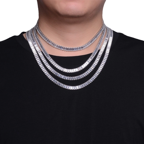 Hip Hop Iced Out Bracelet Alloy Rhinestone Emerald Cut Stones Sparkling Cuban Link Style Jewelry Men Women
