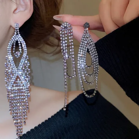 Orecchini Nappa Strass Viola Multistrato 925 Sterling Silver Earring Post Rame Goccia D'Acqua Lusso Gioielli Donna