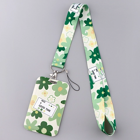Highland Cow Heart Pattern Polyester Lanyard With Plastic ID Card Holder For Phone Keys Badge Neck Hanging Strap