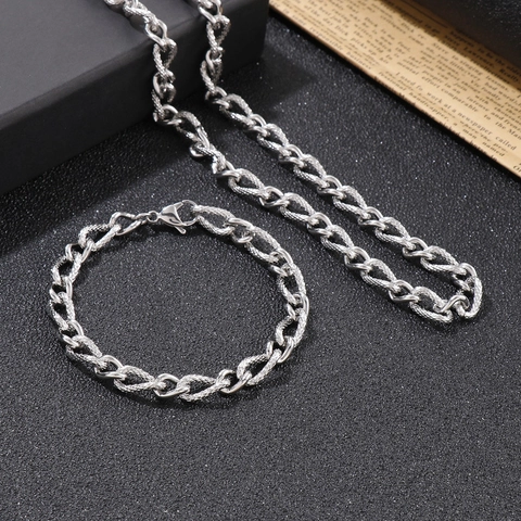 Collana A Catena Cordolo Texturizzata Acciaio Inossidabile Minimalista Punk Streetwear Hip Hop Gioielli Per Uomo Donna