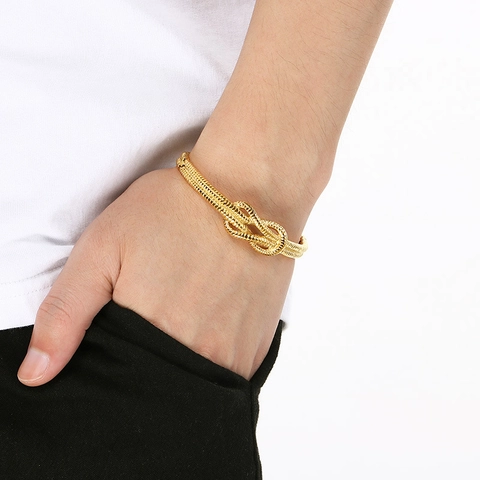 Brazalete De Nudo Acero Inoxidable Textura De Cuerda Retorcido Diseño De Nicho Hebilla Con Bisagra Joyas Moda Regalo