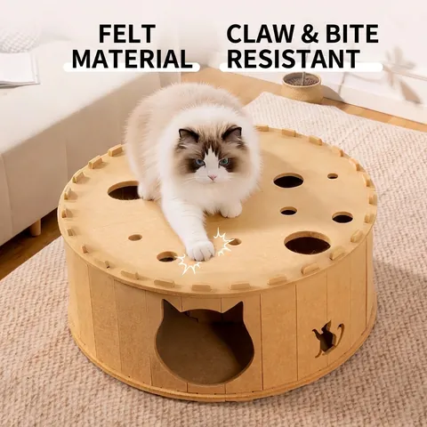 Cama Túnel Para Gatos Donut De Fieltro Casa Interactiva Para Gatos Nido Transpirable Superficie Rascador Para Jugar Dormir