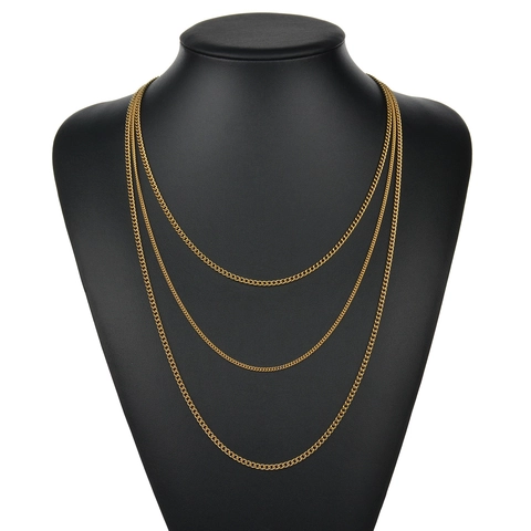 Collier Chaîne Gourmette Minimaliste En Acier Inoxydable Pour Hommes Femmes Plaqué Or 18K Bijoux De Mode Cadeau