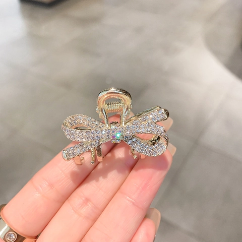 Molletta Per Capelli Fiocco Lega Colore Oro Brillante Strass Mini Accessori Per Capelli Per Donne Ragazze