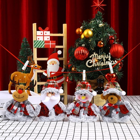 Addobbi Natalizi Appesi Peluche Stoffa Cartone Animato Babbo Natale Pupazzo Di Neve Renna Orso Bambole Per Decorazione Casa