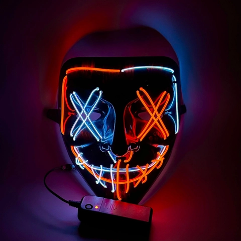 LED Leuchtende Halloween Maske Neon EL Draht Gruselige Leuchtmaske Genähter Mund Für Party Festival Cosplay