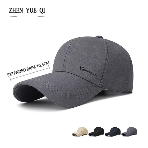 Herren Baseballkappe Polyester Twill Lange Krempe Sonnenschutz Verstellbar Outdoor Sport Freizeithut Mit Metalllogo