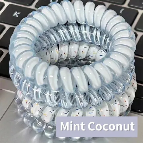 Telephone Wire Hair Ties Spiral Coil Hair Bands High Elasticity No Crease Waterproof Plastic Hair Rings For Women Girls