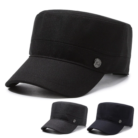 Berretto Da Cadetto Da Uomo Flat Top Cappello Militare Protezione Solare Regolabile Vintage Casual All Aperto Twill Traspirante