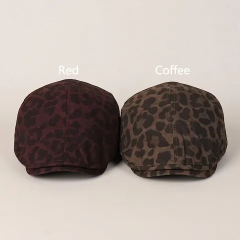 Gorra Ivy Con Estampado De Leopardo Algodón Ajustable Sombrero Plano Retro Casual De Moda Para Mujer