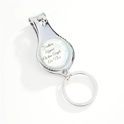 Cortaúñas De Metal Llavero Con Frase Inspiradora Cúpula De Vidrio Práctico Llavero Joyería Regalo