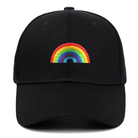 Baseballkappe Baumwolle Regenbogen Stickerei Patch Verstellbar Atmungsaktiv Gebogener Schirm Sonnenschutz Mode