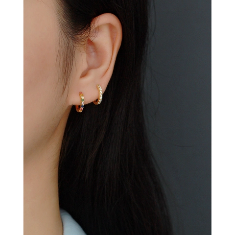 925 Sterling Silver U-Shape Hoop Earrings With Cubic Zirconia Minimalist Geometric Fashion Huggies Jewelry For Women