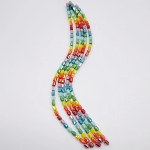 Perle Di Vetro Cilindriche Sfaccettate Colorate Galvanizzate Arcobaleno Perle Distanziatrici Sciolte Per Creazione Di Gioielli DIY
