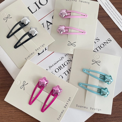 Pinzas Para El Cabello De Estrella De Color Metálico Para Niñas Clips BB De Color Caramelo Horquillas De Forma De Estrella