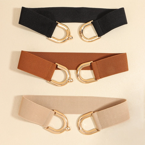 Cintura a Corsetto Elastica da Donna Cintura Elastica Alta con Fibbia in Metallo Geometrica Cintura Moda per Abito Cappotto Accessorio Completo