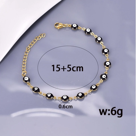 Bracciale Occhio Turco Da Donna Acciaio Al Titanio Placcato Oro 18K Nazar Turco Perline Smalto Catena Regolabile Gioielli Regalo