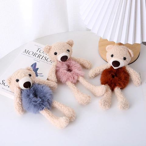 Cute Cartoon Plush Bear Rabbit Hair Ties Soft Teddy Velvet Elastic Scrunchies For Girls Women Sweet Hair Accessories