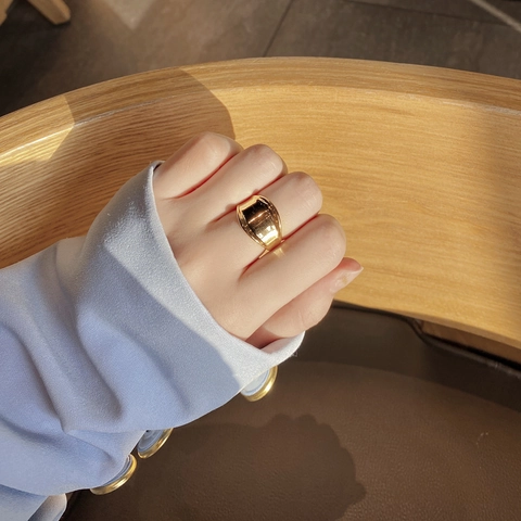 925 Sterling Silber Unregelmäßiger Breiter Ring Minimalistisch Geometrisch Verstellbar Offener Fingerschmuck Damen