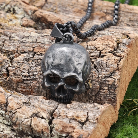 Collana Con Ciondolo A Teschio 316L Acciaio Inossidabile Vintage Biker Punk Gotico Lucidato Retrò Per Uomini Donne