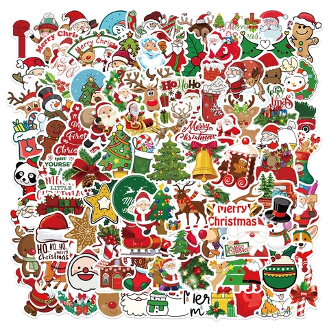 Weihnachtsaufkleber Wasserdichte PVC Abziehbilder Für Laptop Gepäck Gitarre Festliche Cartoon Weihnachtsmann Dekoration